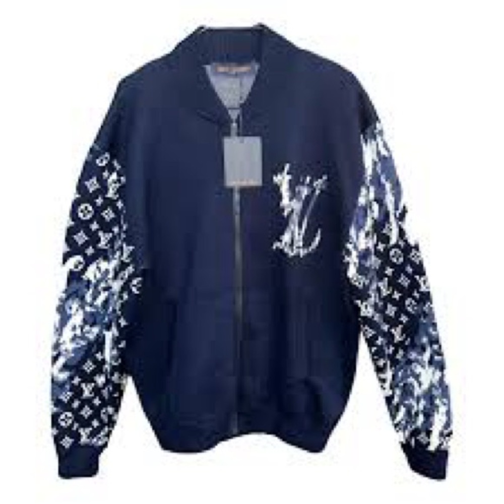 Louis Vuitton Navy and White Textured Jacket